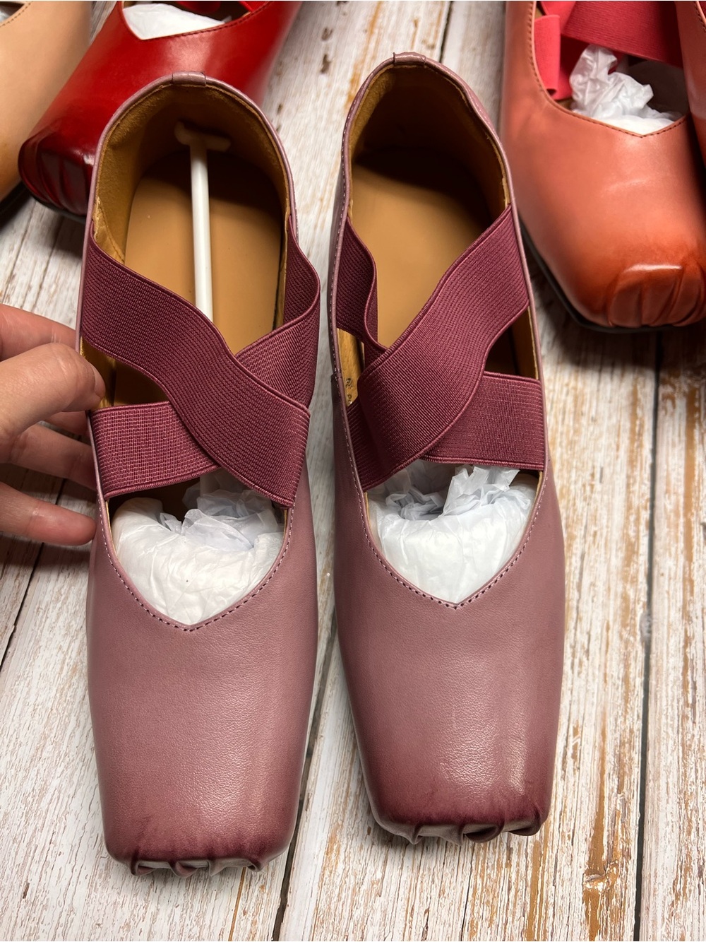 Women’s Pink Cross-Strap Ballet Flats